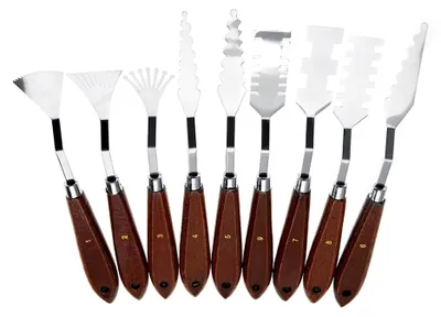 Produktbild von 9-teiliges Spachtel- und Farbmischer-Set – Ergonomische Werkzeuge für Öl- und Acrylmalerei