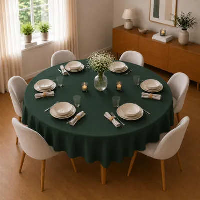 Immagine prodotto di Tovaglia Ø 160 cm per tavolo da cucina e da pranzo in verde scuro
