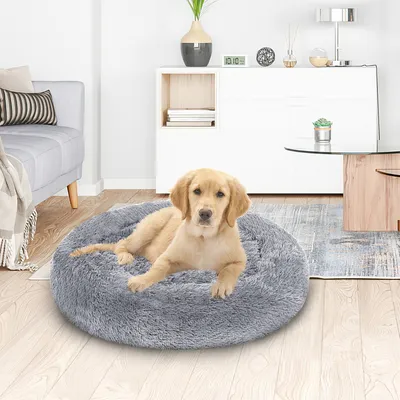 Produktbild von Hengda Hundebett Plüsch Schlafplatz Hundekissen Katzenbett Waschbares rutschfestes komfortables 1000cm Hellgrau
