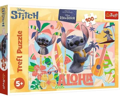Zdjęcie produktu dla Trefl Puzzle Lilo & Stitch 100 el. Stitch i przyjaciele w akcji, 100 szt., Kreskówki, 5 lat(a)