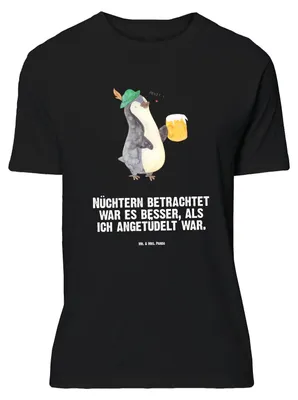 Produktbild von Mr. & Mrs. Panda Größe XL T-Shirt Pinguin Bier - Schwarz - Geschenk, mit Spruch, , Tshirt, Beschwippst, Angetüdelt, Feierabend, Shirt