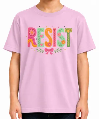 Produktbild von RESIST Groovy Retro Blumen Hippie Feminismus Flower Sarkasmus Kinder T-Shirt, Pink, 128