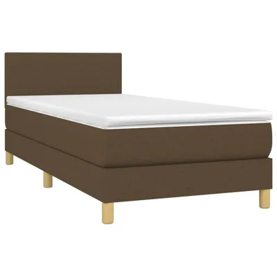 Productafbeelding van vidaXL Boxspringbed met matras, donkerbruin, 100x200 cm, met stoffen bekleding
