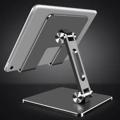 Obrázek produktu pro Stojánek na tablet s nastavitelným úhlem sklonu, skládací a stabilní držák z hliníkové slitiny pro domácí kancelář i na cesty, model MT134, šedý