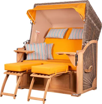 Produktbild von Strandkorb-Set - bene living - Schaalsee Teak - PE grau - Modell 586 - inkl. Liftersystem