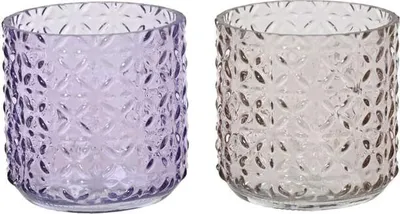 Produktbild von Teelichthalter - mit Struktur - aus Glas - ca.  Ø 8 x 7,5 cm - 1 Stück