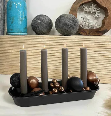 Produktbild von Kerzentablett Adventskranz Schwarz Metall Länglich Weihnachten 37cm