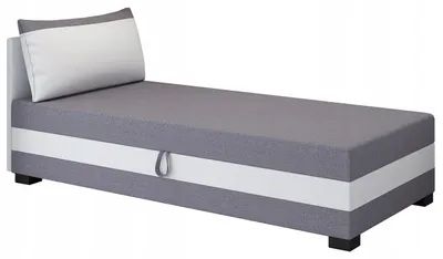 Produktbild von TAPCZANY24 - Boxspringbett Ilia 100x200x42 cm mit Taschenfederkern Matratze, Bett mit Matratze, Polsterbett mit Bettkasten, Gepolstertes Einzel Bett, Schlafsofa - Weiß und Grau