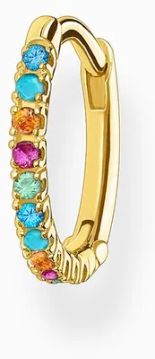 Produktbild von Thomas Sabo Single Creole 925 Sterlingsilber vergoldet Gelbgold Glas-Keramik Stein synthetischer Korund Zirkonia