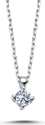 Produktbild von 0,11 Carat Diamant Solitär Halskette 14 Karat Weißgold