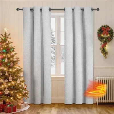 Immagine prodotto di Tende oscuranti - Tende effetto lino - Isolamento e privacy - Blocco totale della luce - 140 x 240 cm - Grigio e bianco