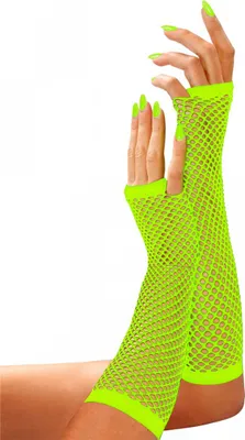 Produktbild von Fingerlose Neon Grüne Netzhandschuhe als 80er Jahre Kostümzubehör
