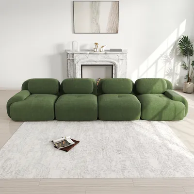 Produktbild von 4-Sitzer-Sofa aus weichem Cordstoff, rahmenlos, 32D hochelastische Polsterung, haustierfreundlich, ergonomisch, vakuumverpackt, frei kombinierbar