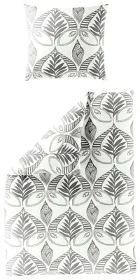 Produktbild von Bierbaum Mako Satin Bettwäsche 135x200cm 2 tlg. Ornamente Grau Offwhite