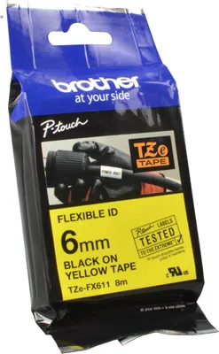 Produktbild von Brother TZE-FX611, Schwarz auf gelb, TZe, China, 5 Jahr(e), Brother, 6 mm
