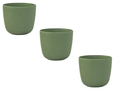 Produktbild von 3x Blumentopf mit Drainagesystem Rund Ø 15 cm Moosgrün