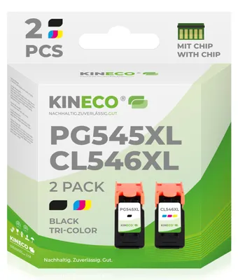Produktbild von Kineco PG545 CL546 XL PG-545XL CL-546XL Multipack kompatibel mit Canon Druckerpatrone 545 546 XL für Pixma MX495 TR4550 TR4551 MG2550s MG2555s TS3150 TS3151 TS3350 MG3050 MG3051 (Schwarz + Farbe)