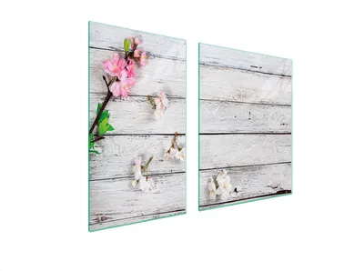 Produktbild von Herdabdeckplatten 2 teilig 100x52 Glaskeramikkochfeld Abdeckung Glas Schneidebrett Holz Orchidee