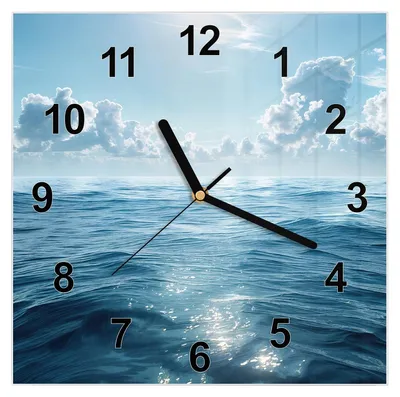 Produktbild von Wanduhr aus Glas mit Motiv Meerblick- 30 x 30 cm - inkl. Aufhängesystem