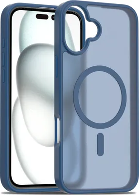 Immagine prodotto di Custodia magnetica per iPhone 16 Plus, compatibile con MagSafe, retro traslucido opaco, resistente agli urti Blu scuro