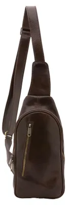 Imagen del producto de Bolso de hombro de cuero genuino, hecho a mano en Italia, con cremallera