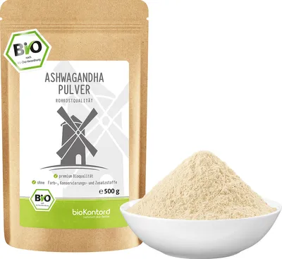 Produktbild von Ashwagandha Pulver 500 g | 100% echte Ashwagandha Wurzel aus Indien | bioKontor