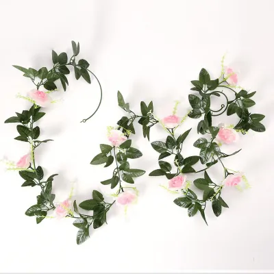 Image de Faux rosier Vine 7.87ft Artificial Rose Flowers Hanging Ivy for Wedding Party Pink
