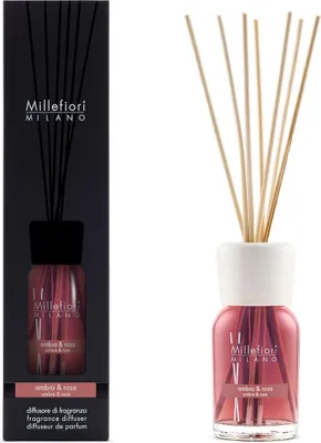 Zdjęcie produktu dla Millefiori Ambra & Rosa, Butelka na perfumy, Dyfuzor z zapachem trzcinowym, 0,1 l
