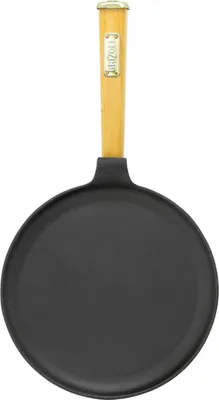 Produktbild von 22 cm Pfannkuchenpfanne aus Gusseisen Blinipfanne mit Holzgriff (abschraubbar)