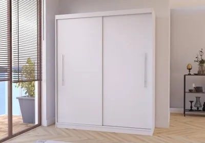 Produktbild von Schwebetürenschrank Kleiderschrank Schrank 204 cm Weiß/Weiß ohne Spiegel Torino