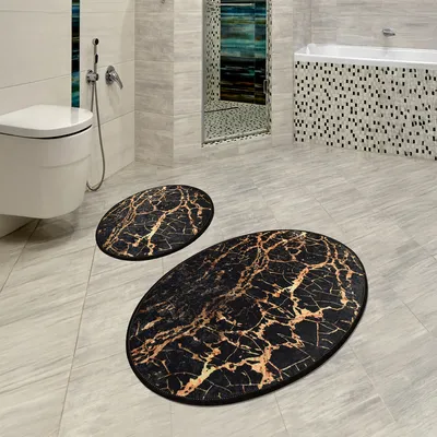 Produktbild von Bosdela Ovales 2-Teiliges Badezimmerteppich-Set, WC-Vorleger-SetGoldes