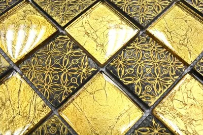 Produktbild von Handmuster Mosaikfliese Transluzent gold Glasmosaik Crystal Resin Optik gold MOS88-8OP7_m