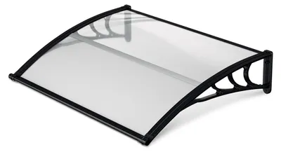 Produktbild von Vigevee Haustürvordach mit Regenrinne 150 x 100 cm, Polycarbonat, Schwarz/Transparent