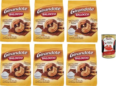 Produktbild von Balocco Girandole kekse mit Schokolade und Sahne, Ohne Palmöl, ohne Konservierungsstoffe, 6x 7000g biscuits cookies + Italian Gourmet polpa 400g