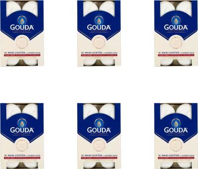 Produktbild von Gouda - Maxi - Theelichten - 12er Pack - Holzbox - Vorteilspackung - 72er Pack - 6 Packungen