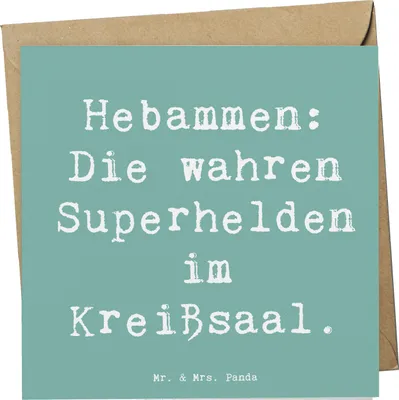Produktbild von Mr. & Mrs. Panda Grußkarte Spruch Hebamme Superhelden - Meeresbrise - Geschenk, Beruf, doppelkarte, Hingabe, Unterstützung, Klappkarte, Berufsgestaltung, anlasskarte