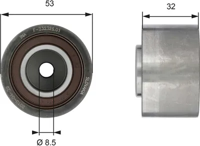 Produktbild von GATES T42179 Umlenkrolle Zahnriemen Ø53mm für VOLVO V70 II (285) XC60 (156) V50 (545) XC90 I (275) V70 III (135)