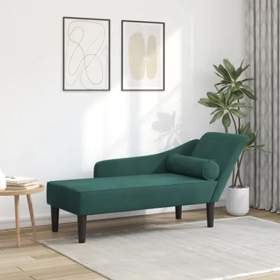 Productafbeelding van Maison Exclusive - Chaise longue met kussen, donkergroene fluweelstof