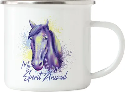 Produktbild von My Spirit Animal Emaille Tasse Pferde Pferdekopf Hengst Reiten Weihnachten Tier Spirit Pferdeliebhaber Pferdeflüsterer