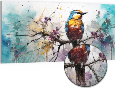 Produktbild von DEQOART Hybrid Leinwand Bild 100x50 cm 'Frühlingsfarbenspiel' Wandbild Glas flach modern