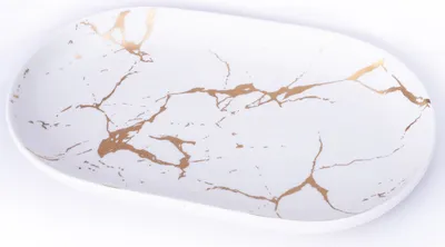 Produktbild von Teetablett - Serviertablett aus Porzellan - White Marmor Design