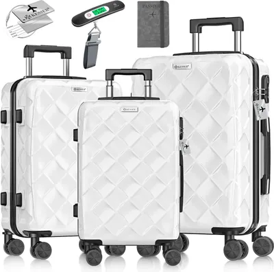 Produktbild von KESSER® Reisekoffer Set 3-teilig | Kofferset + Handgepäck | Trolley ABS Hartschalenkoffer mit Zahlenschloss, Kofferwaage & Reisebrieftasche 360 Rollen