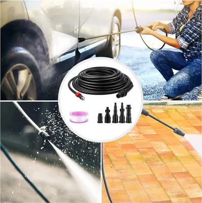 Produktbild von Buisreinigungsset für 10 m Pijp mit 180 bar und 60 °C, 5 Adaptern, Hochdruckreiniger und Abwasserreiniger