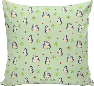 Produktbild von Mr. & Mrs. Panda kuschelkissen 40x40 Pinguin Marienkäfer - Weiß - Geschenk, Glück, Kuschel Kissen, Pinguine, Bedrucktes, Dekokissen, zier, Kleine Wunder, Liebe