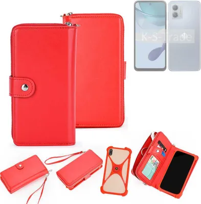 Produktbild von K-S-Trade 2in1 Schutzhülle Portemonnee Handyhülle mit Bumper kompatibel mit Motorola Moto G53y 5G Hülle Case Etui Geldbörse Smartphone rot (1x)