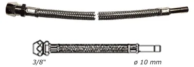 Produktbild von Flex-Verbindungsschlauch mit Quetschverschraubung 3/8 " und Stutzen ø 10 mm, Länge 300 mm
