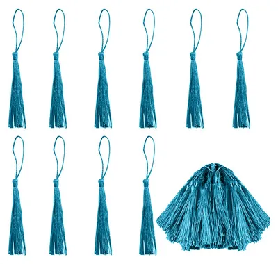 100 handgefertigte blaue Quasten aus Polyester, 12,5 cm