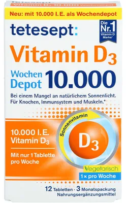 Obrázek produktu pro Tetesept Vitamin D3 10.000 potahovaných tablet 12 ks