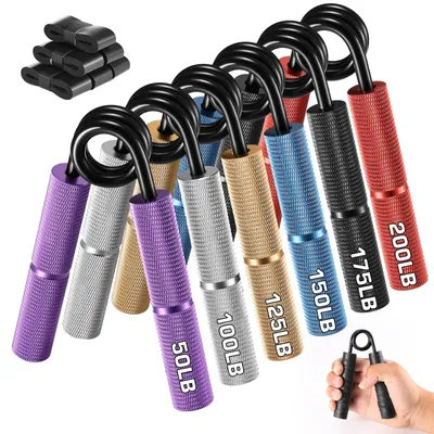 Image de Appareils d'entraînement pour la force des mains et des doigts, kit d'entraînement de la force de préhension – lot de 6 (50/100/125/150/175/200 lb), poignées robustes pour le renforcement musculaire et les exercices de rééducation des mains
