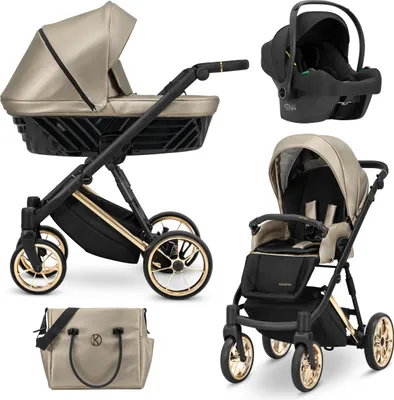 Produktbild von Kunert IVENTO PREMIUM 3in1 Kinderwagen in Braun mit Goldrahmen